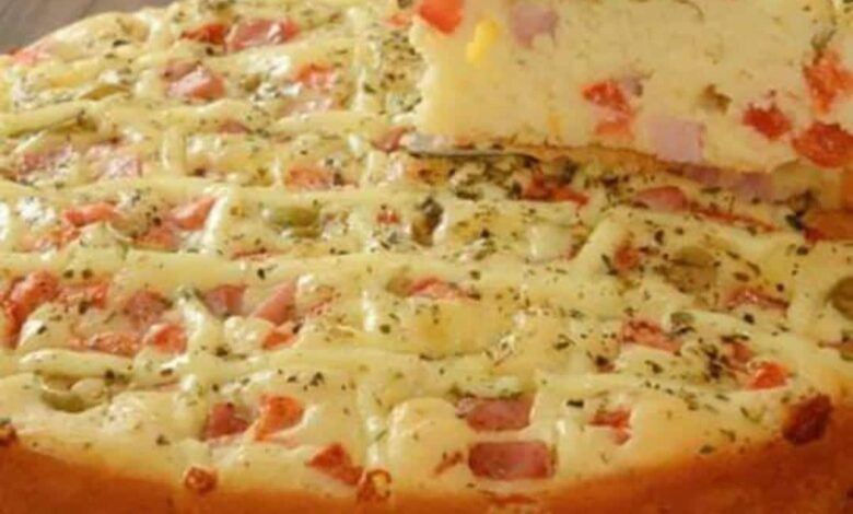 Torta Pizza De Liquidificador De Presunto E Queijo